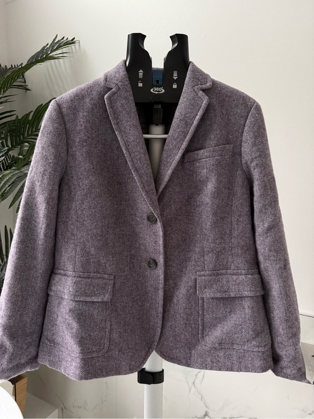 Talbots Lavender Purple Wool Herringbone Tweed Blazer Jacket 16